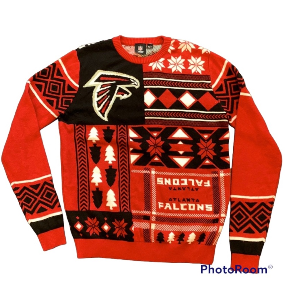 NFL TEAM APPAREL ATLANTA FALCONS SWEATER CREW NECK FOOTBALL FAN GEAR LARGER